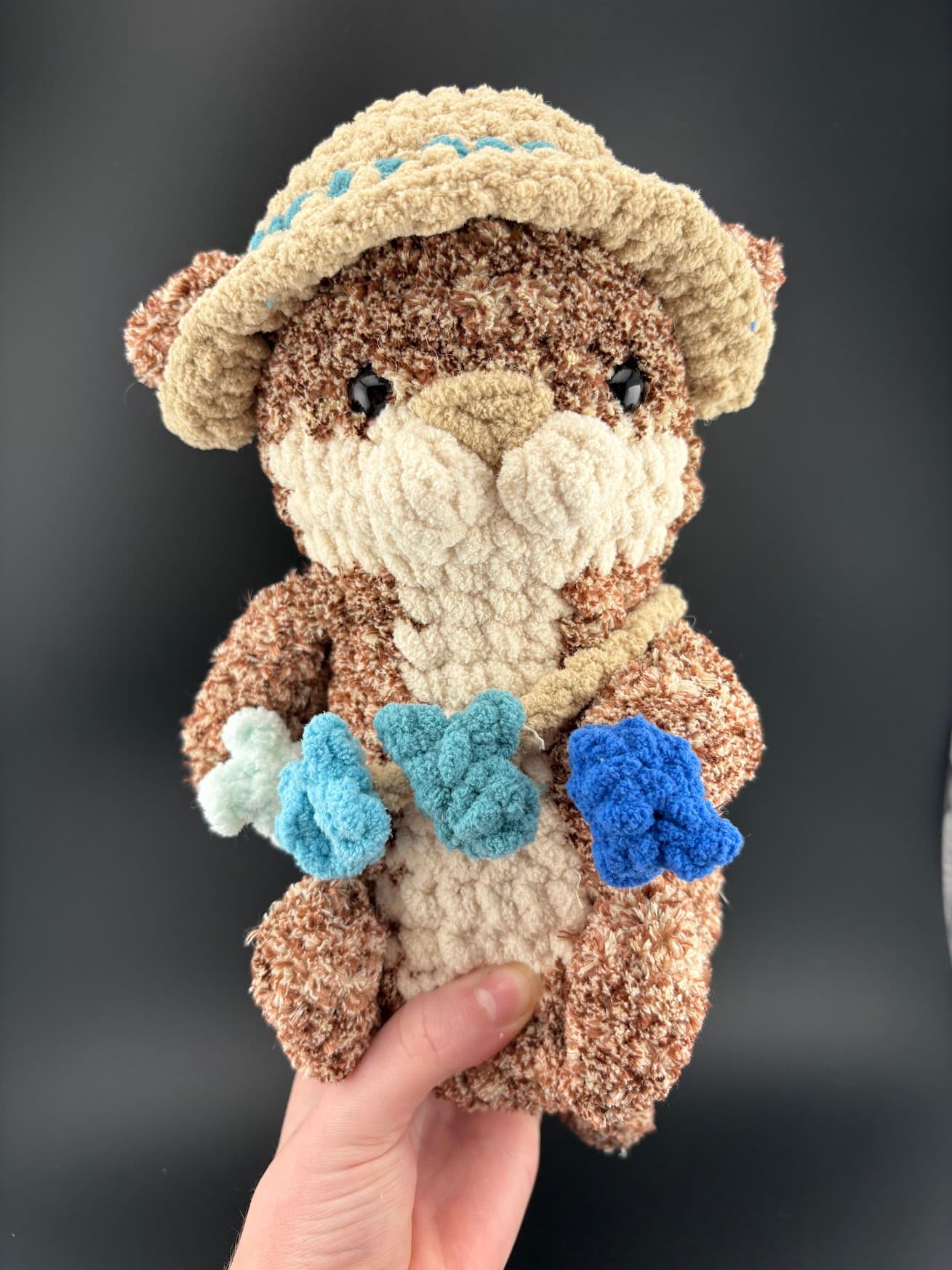 Fishing Otter Plush โ Woodland Amigurumi Stuffed Animal Toy โ Chenille Yarn Woodland Companion - photo 3