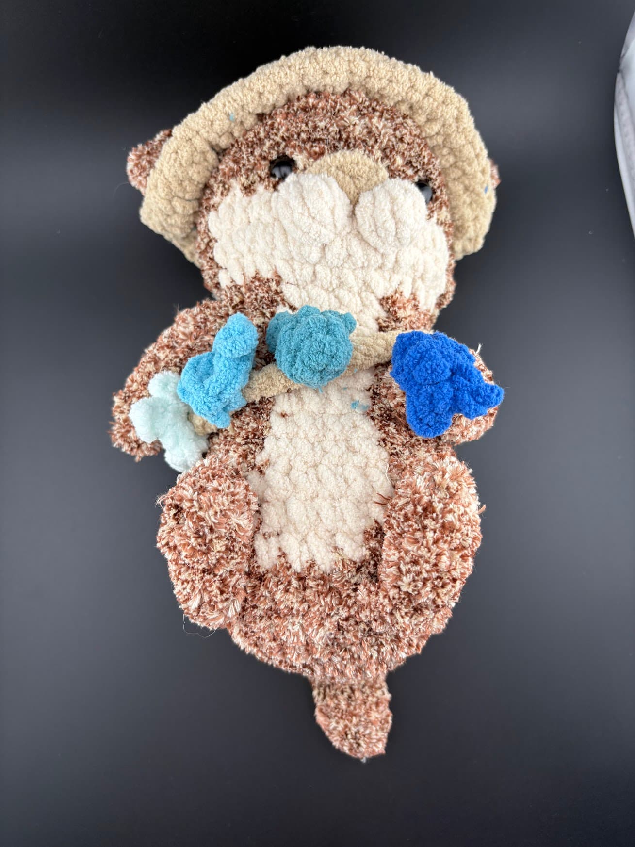 Fishing Otter Plush โ Woodland Amigurumi Stuffed Animal Toy โ Chenille Yarn Woodland Companion - photo 4